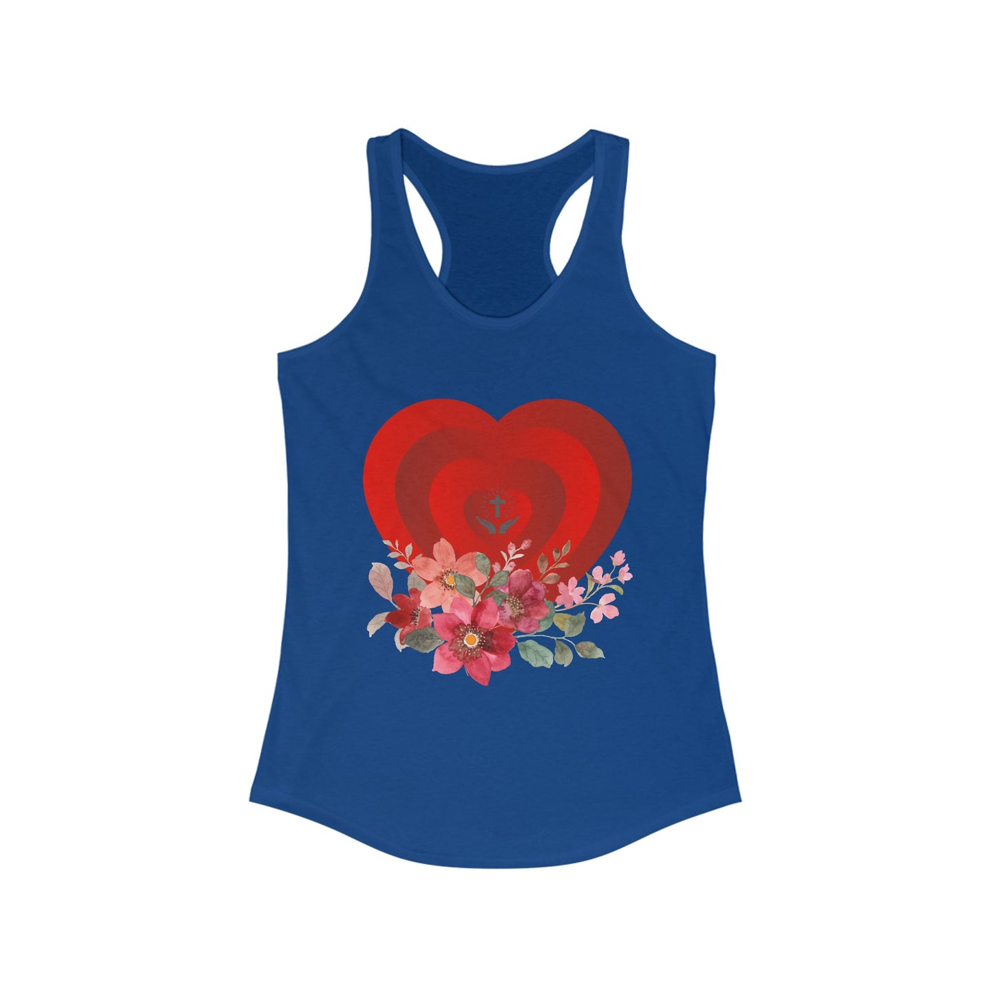 Floral Heart Women's Racerback Tank - Perfect for Summer & Fitness