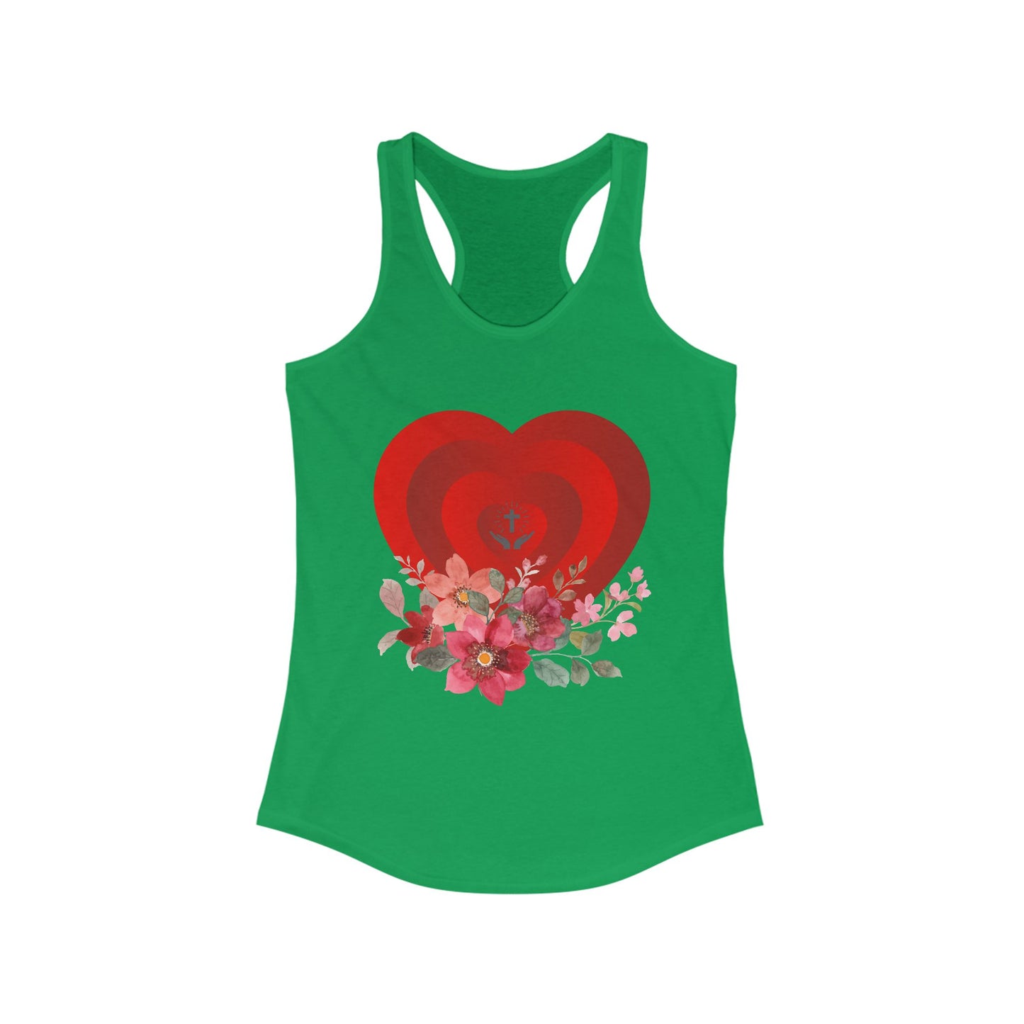 Floral Heart Women's Racerback Tank - Perfect for Summer & Fitness