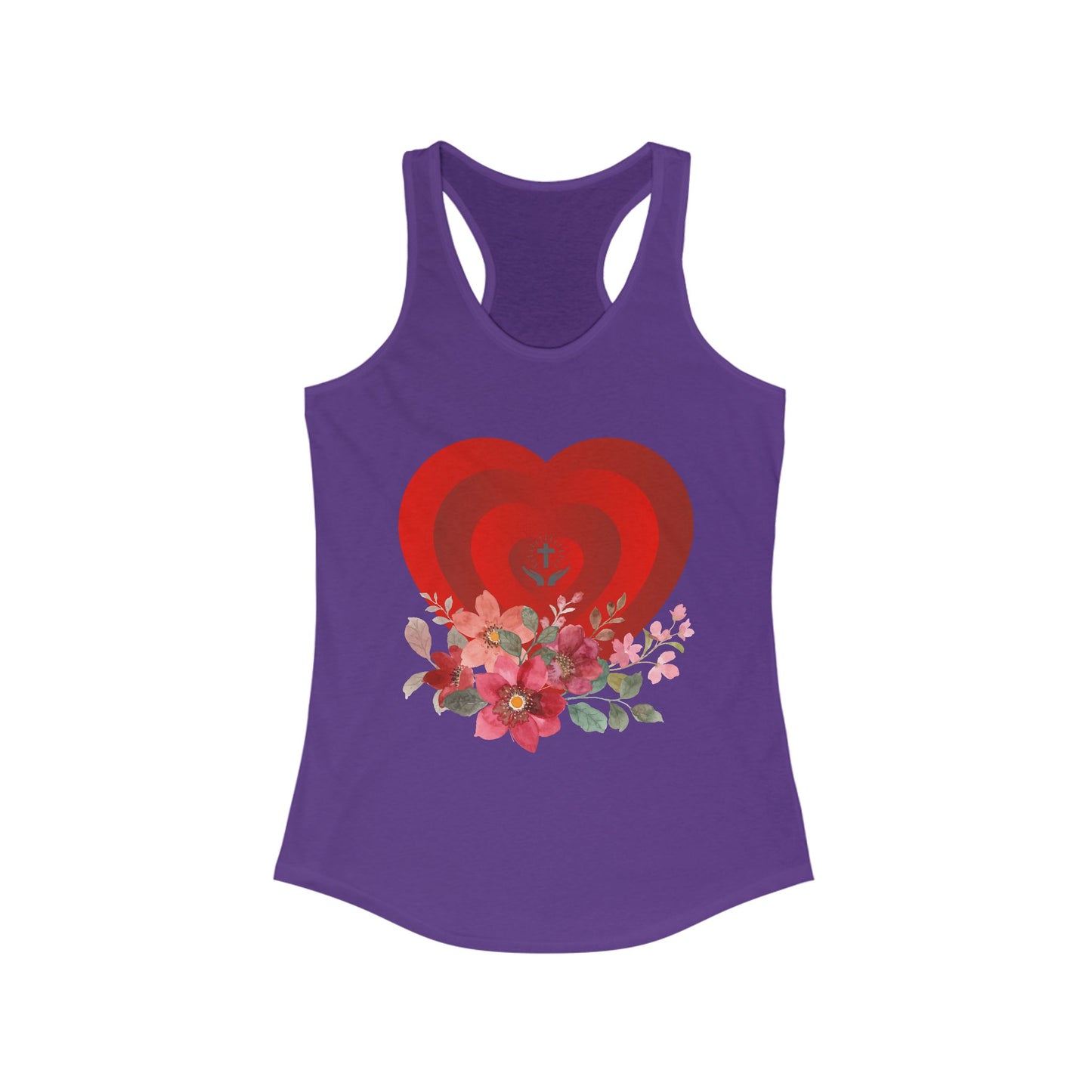 Floral Heart Women's Racerback Tank - Perfect for Summer & Fitness