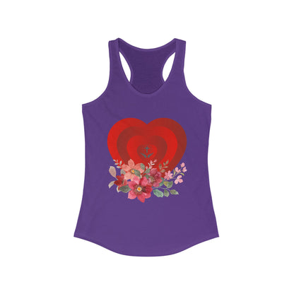 Floral Heart Women's Racerback Tank - Perfect for Summer & Fitness