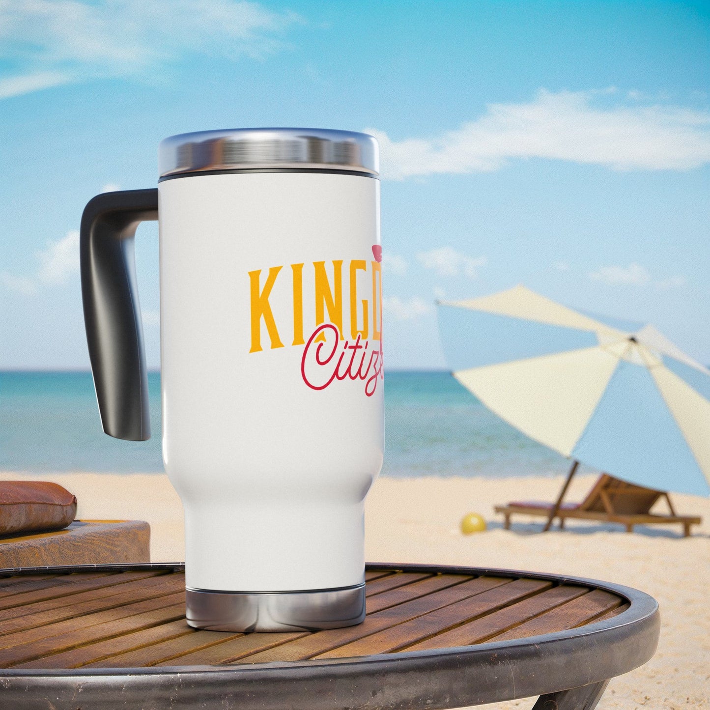 Kingdom Citizen Stainless Steel Travel Mug - 14oz with Handle for Daily Inspiration