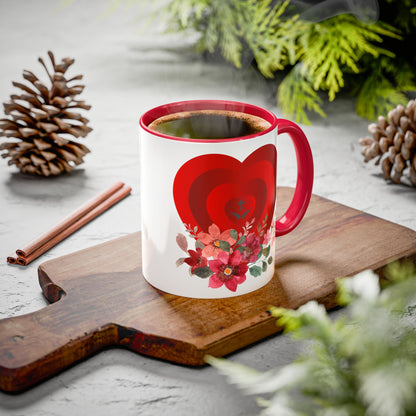 Red Heart Floral Mug (11oz & 15oz) – Romantic Valentine Coffee Cup