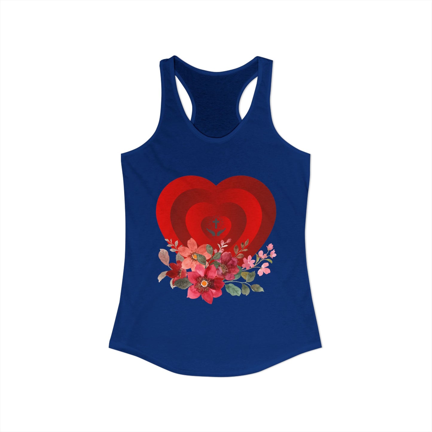 Floral Heart Women's Racerback Tank - Perfect for Summer & Fitness