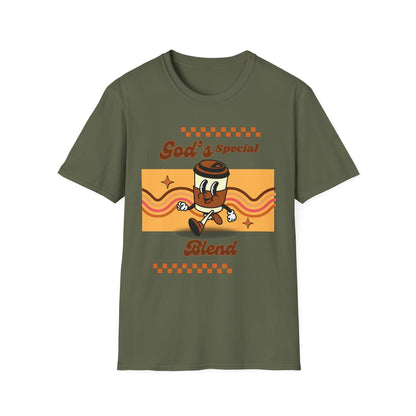 God's Special Blend Unisex Softstyle T-Shirt, Retro Coffee Tee, Fun Gift for Baristas, Casual Wear, Ideal for Birthdays