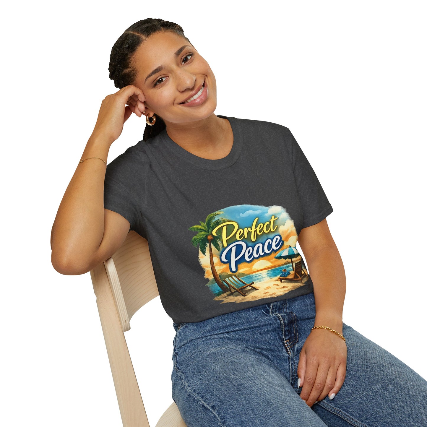 Perfect Peace Beach T-Shirt — Tropical Palm Sunset Graphic Tee