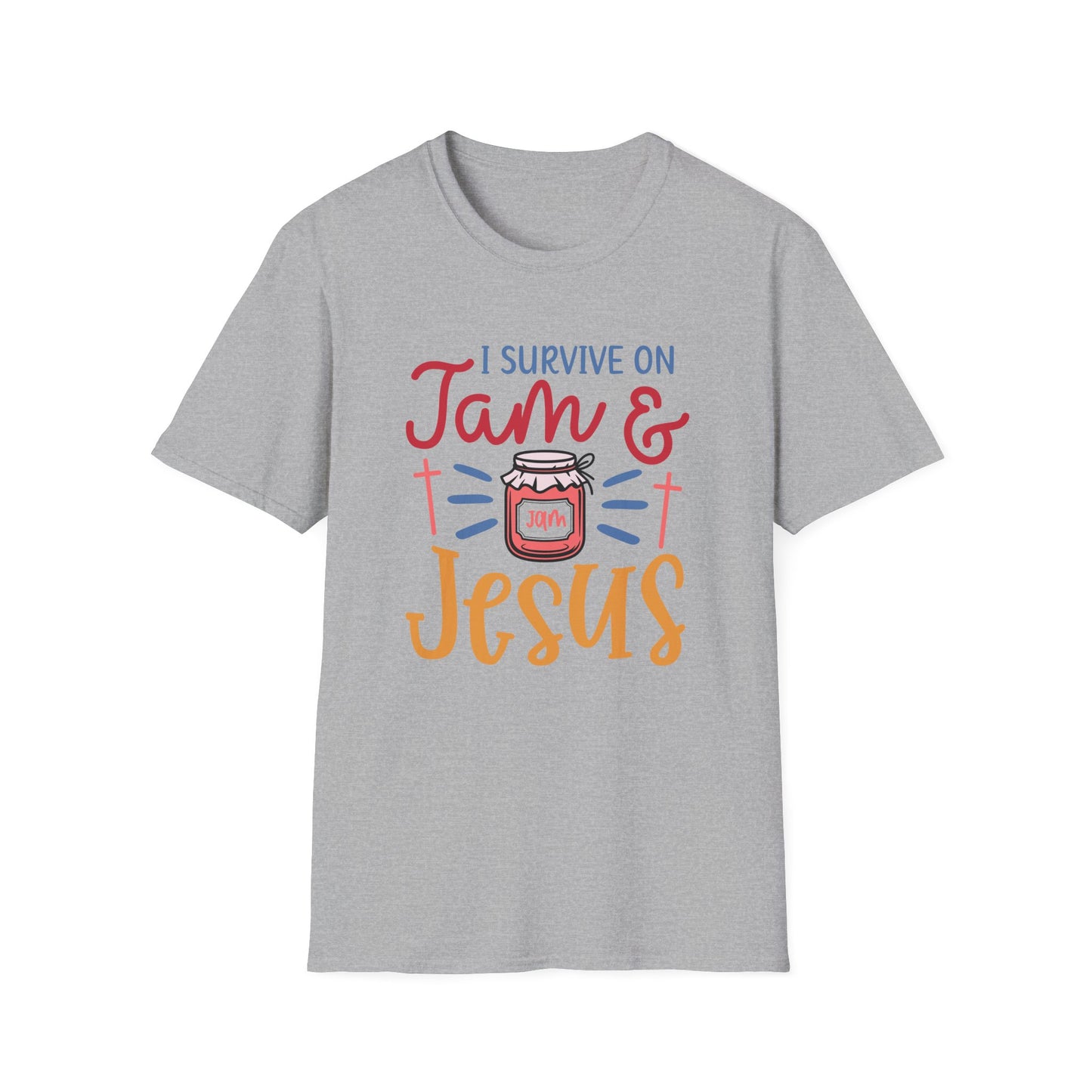 Jam & Jesus T-Shirt — I Survive on Jam & Jesus Christian Faith Tee