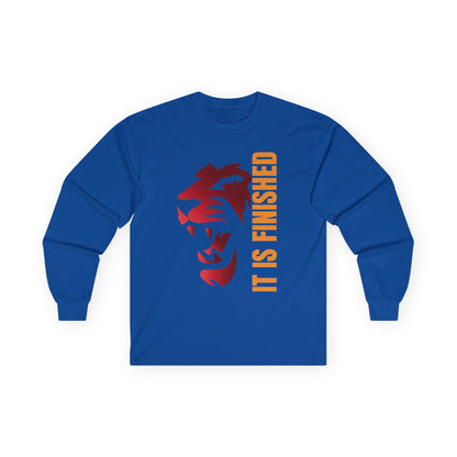 Inspirational Lion Long Sleeve Tee - "It Is Finished"