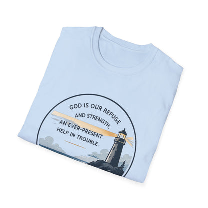 Resilience Lighthouse T-Shirt — Psalm 46:1 Inspirational Christian Tee