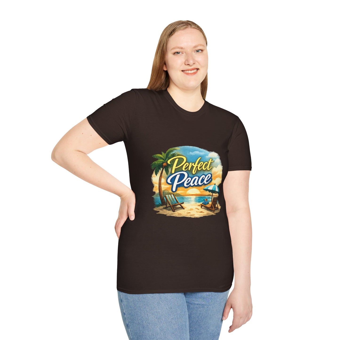Perfect Peace Beach T-Shirt — Tropical Palm Sunset Graphic Tee