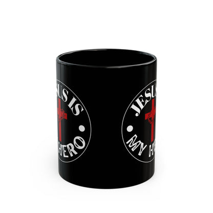'Jesus is My Hero'-Inspirational Christian Mug -  | 11oz & 15oz Black Coffee Cup