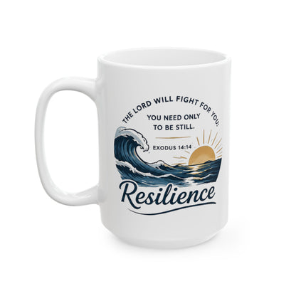 Resilience Ocean Ceramic Mug — Inspirational Sunrise & Wave 11oz/15oz