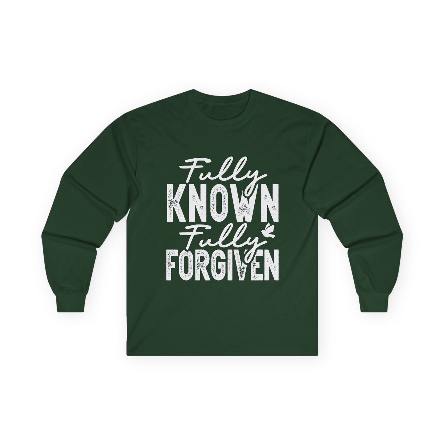 Fully Known Fully Forgiven Long Sleeve Tee - Unisex Cotton Shirt for Faith & Comfort