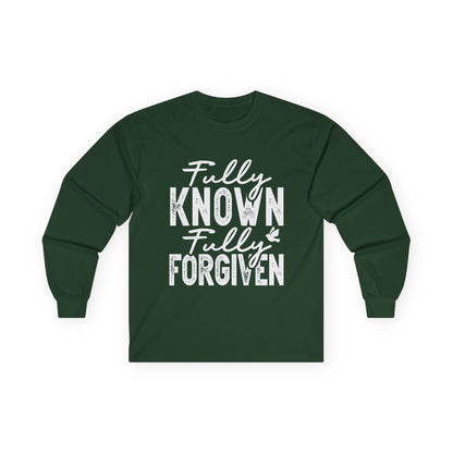 Fully Known Fully Forgiven Long Sleeve Tee - Unisex Cotton Shirt for Faith & Comfort