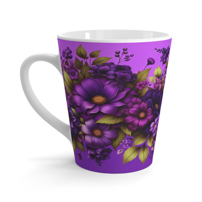 Purple Floral Latte Mug — Violet Bouquet Coffee Cup