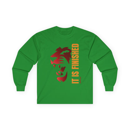 Inspirational Lion Long Sleeve Tee - "It Is Finished"