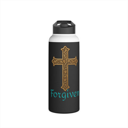 Forgiven Cross Stainless Steel Water Bottle — Inspirational Christian Drinkware