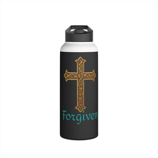 Forgiven Cross Stainless Steel Water Bottle — Inspirational Christian Drinkware