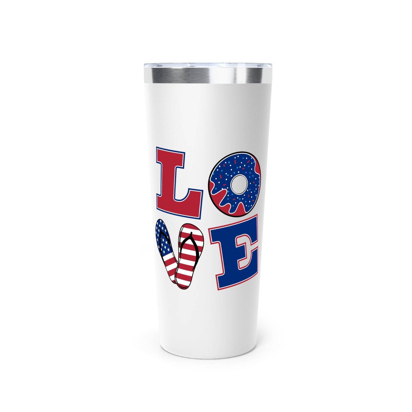 Patriotic Love Tumbler | 22oz Copper Insulated | Perfect Gift for Independence Day, BBQs, Summer Parties, Family Gatherings, and More