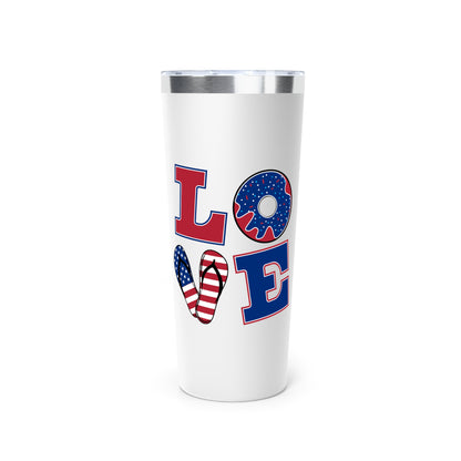 Patriotic Love Tumbler | 22oz Copper Insulated | Perfect Gift for Independence Day, BBQs, Summer Parties, Family Gatherings, and More