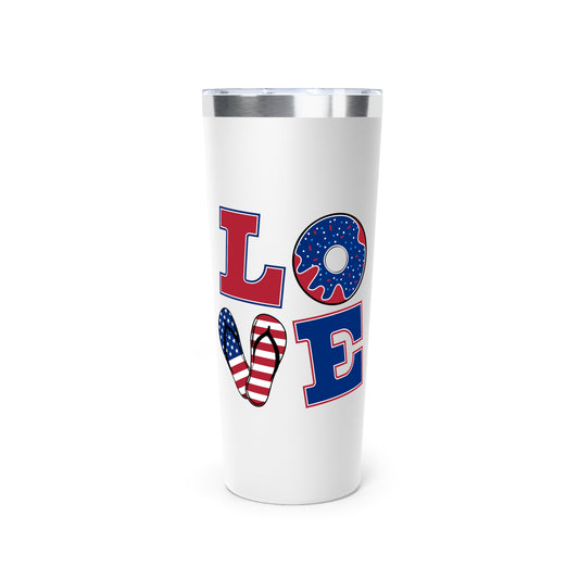 Patriotic Love Tumbler | 22oz Copper Insulated | Perfect Gift for Independence Day, BBQs, Summer Parties, Family Gatherings, and More