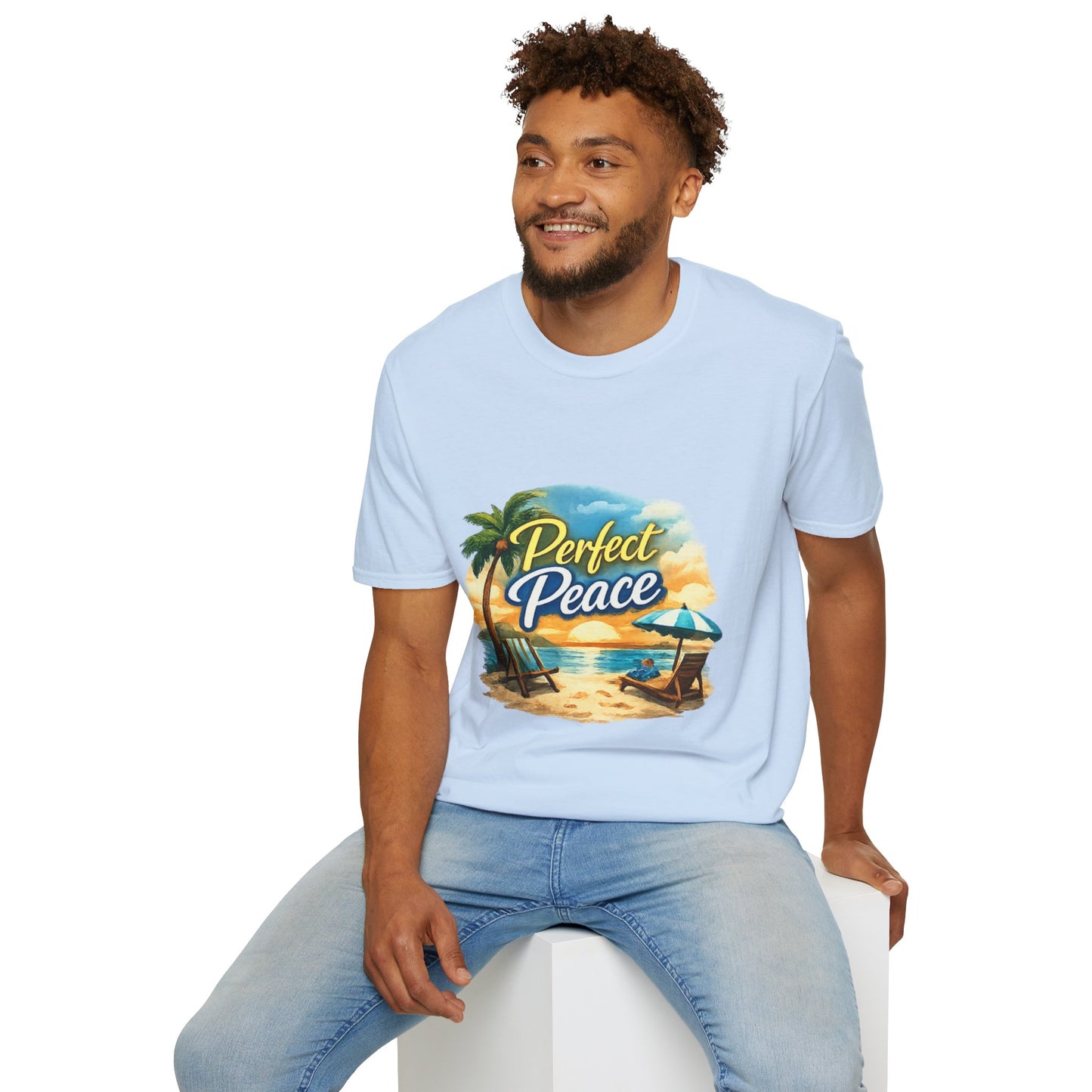 Perfect Peace Beach T-Shirt — Tropical Palm Sunset Graphic Tee