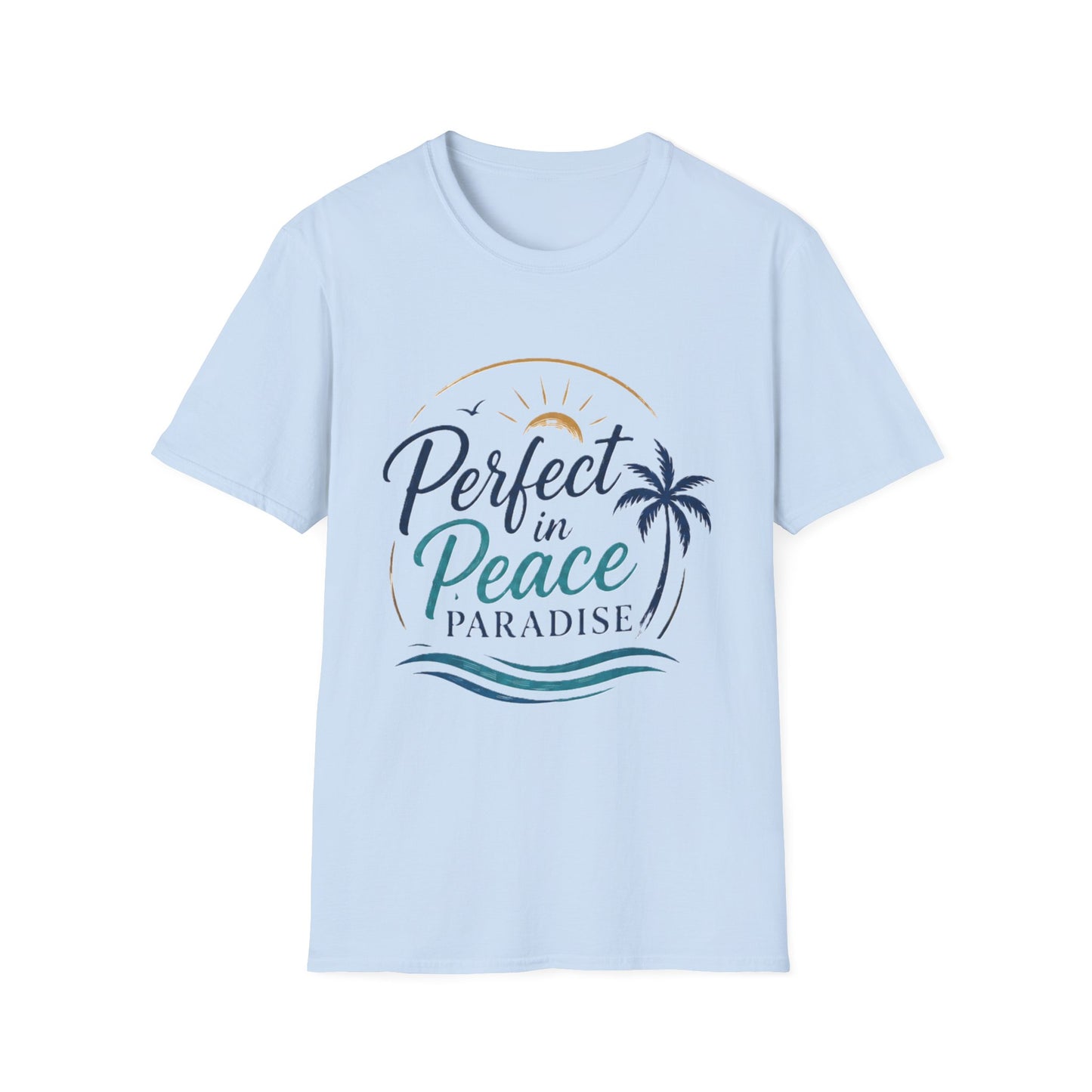 Perfect in Peace Paradise T-Shirt — Beach Palm Sunset Graphic Tee