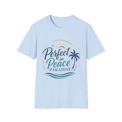 Perfect in Peace Paradise T-Shirt — Beach Palm Sunset Graphic Tee