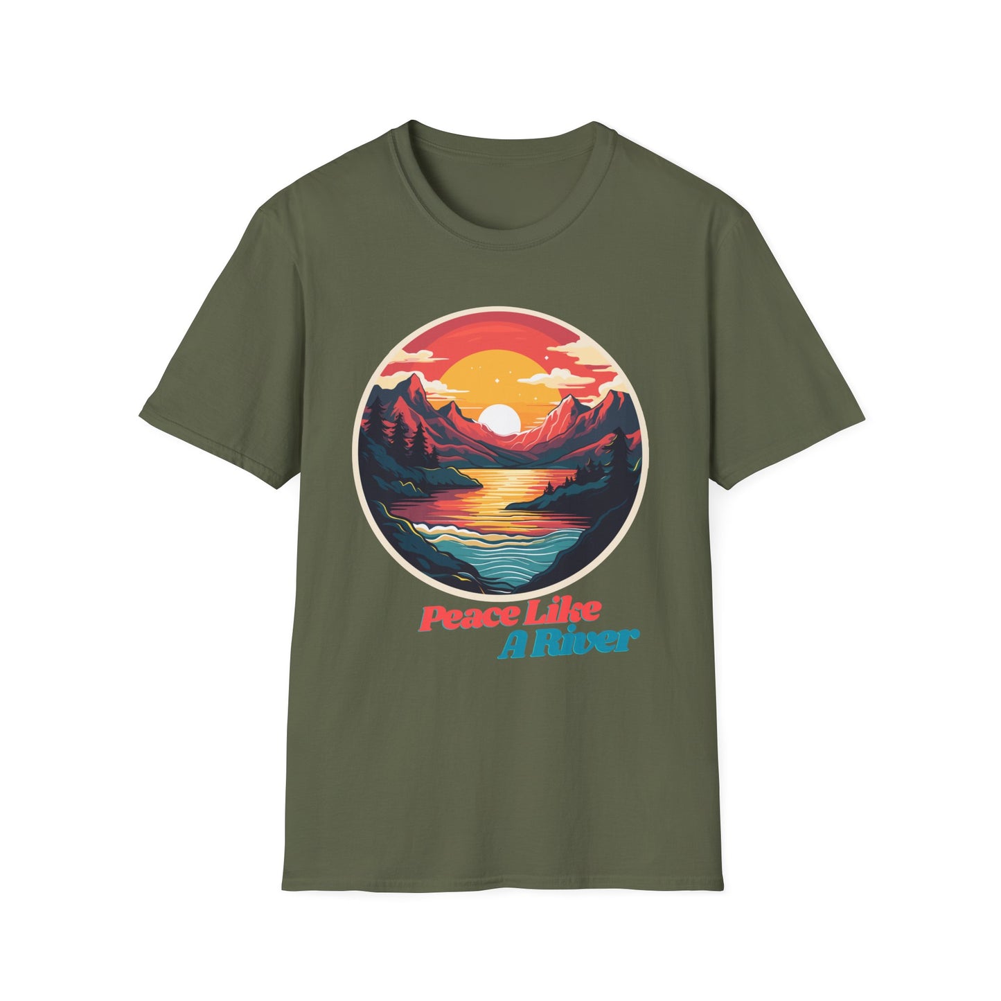 Peace Like A River Graphic Tee | Unisex Softstyle T-Shirt, Casual Wear, Outdoor Adventure, Gift for Nature Lovers, Relaxed Vibes