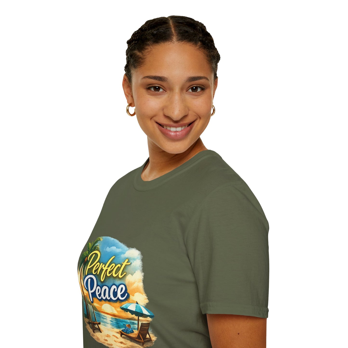 Perfect Peace Beach T-Shirt — Tropical Palm Sunset Graphic Tee