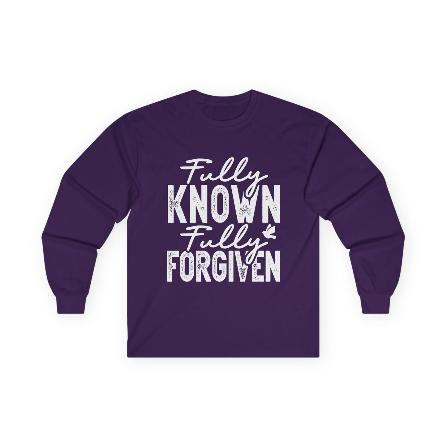 Fully Known Fully Forgiven Long Sleeve Tee - Unisex Cotton Shirt for Faith & Comfort