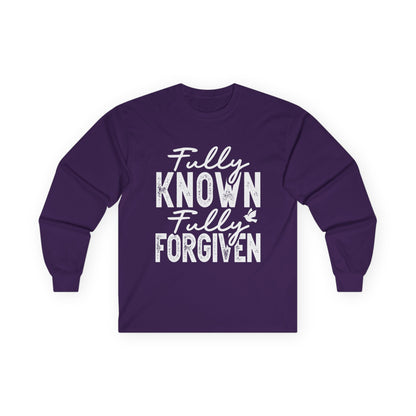 Fully Known Fully Forgiven Long Sleeve Tee - Unisex Cotton Shirt for Faith & Comfort