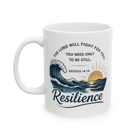Resilience Ocean Ceramic Mug — Inspirational Sunrise & Wave 11oz/15oz
