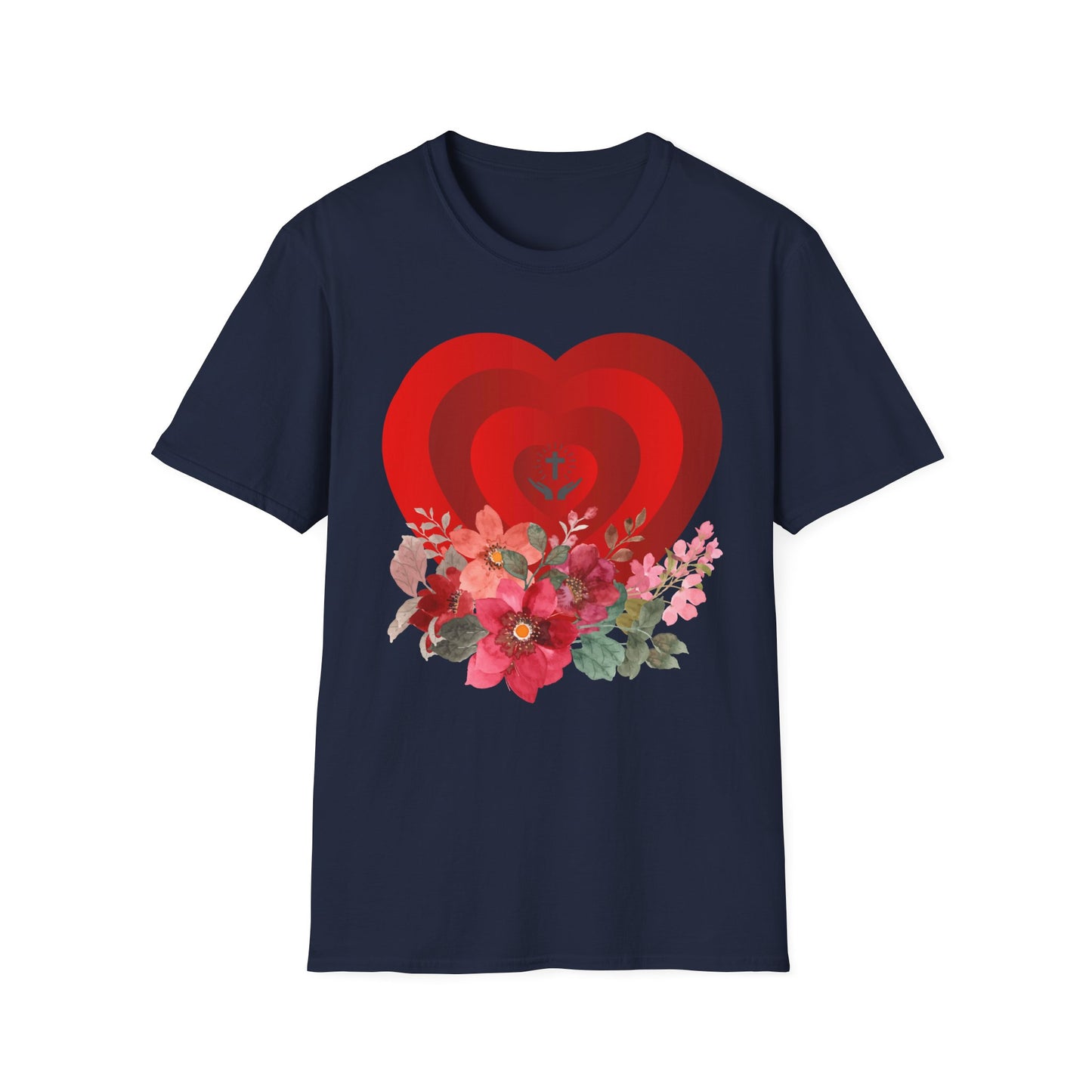 Romantic Floral Heart Unisex Softstyle T-Shirt