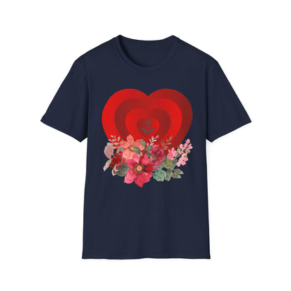 Romantic Floral Heart Unisex Softstyle T-Shirt