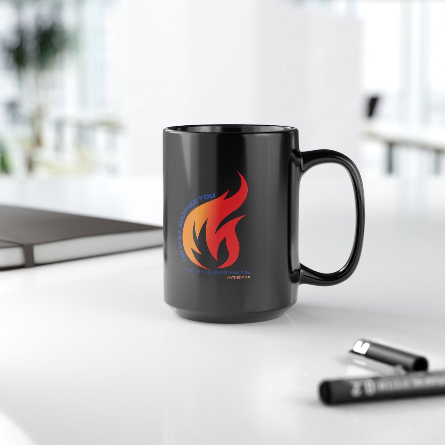 Inspirational Black Mug with Holy Spirit Design - 11oz & 15oz