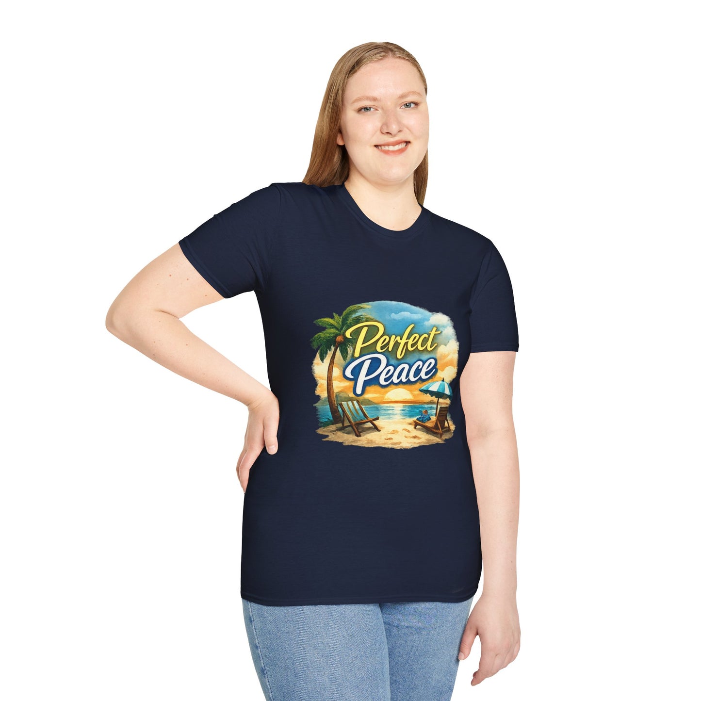 Perfect Peace Beach T-Shirt — Tropical Palm Sunset Graphic Tee