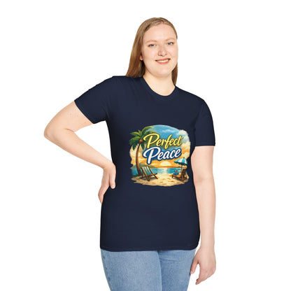 Perfect Peace Beach T-Shirt — Tropical Palm Sunset Graphic Tee