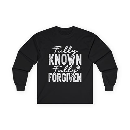 Fully Known Fully Forgiven Long Sleeve Tee - Unisex Cotton Shirt for Faith & Comfort