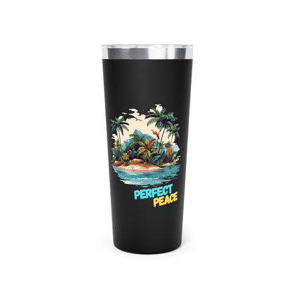 Tumbler with Tropical Design | Perfect Peace | Insulated Coffee Cup, Travel Mug, Vacation Gift, Summer Drinkware, Outdoor Adventures