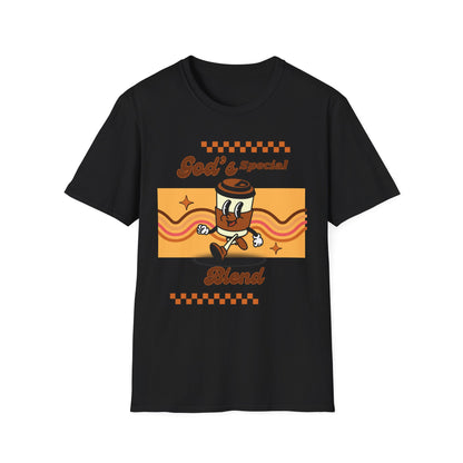 God's Special Blend Unisex Softstyle T-Shirt, Retro Coffee Tee, Fun Gift for Baristas, Casual Wear, Ideal for Birthdays