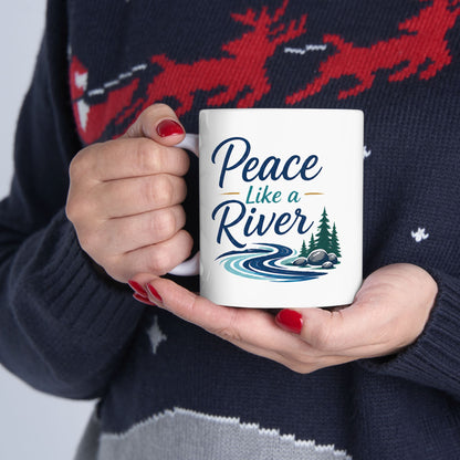 Peaceful River Ceramic Mug — Scenic Nature Coffee Cup (11oz, 15oz)