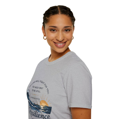 Resilience T-Shirt — "The Lord Will Fight for You" Exodus 14:14 Christian Tee