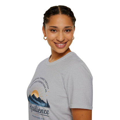 Resilience Mountain T‑Shirt — "I Can Do All Things Through Christ" Inspirational Christian Tee