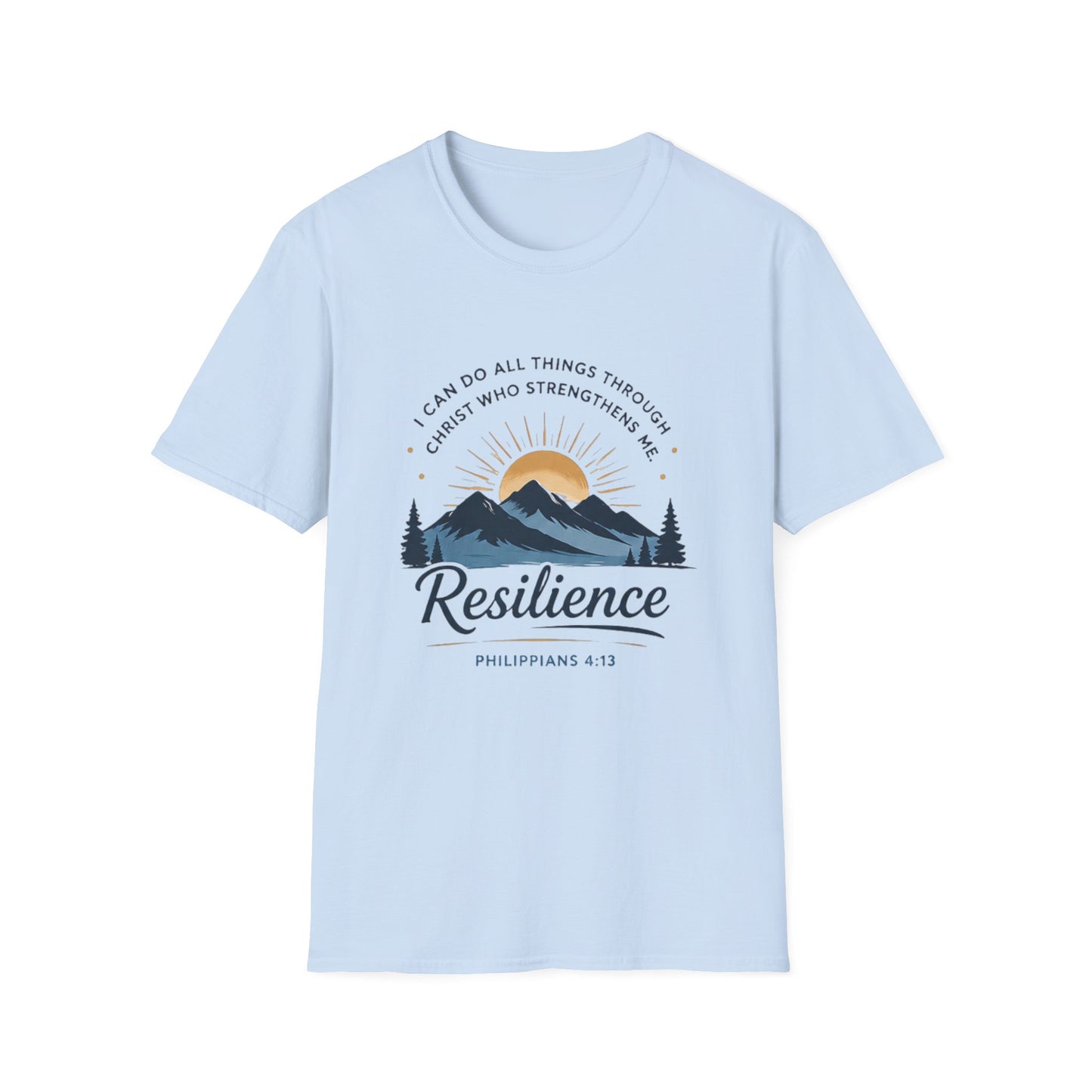 Resilience Mountain T‑Shirt — "I Can Do All Things Through Christ" Inspirational Christian Tee