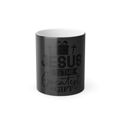 Color‑Changing Mug — "Jesus Is the Greatest Gift" Christian Coffee Cup, 11 oz (Holiday/Christmas Gift)