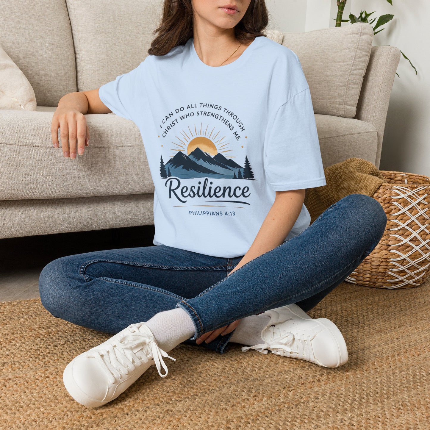 Resilience Mountain T‑Shirt — "I Can Do All Things Through Christ" Inspirational Christian Tee