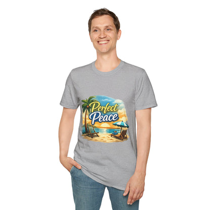 Perfect Peace Beach T-Shirt — Tropical Palm Sunset Graphic Tee