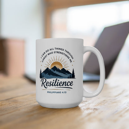 Resilience Mountain Ceramic Mug — Inspirational Camping Coffee Cup (11oz & 15oz)
