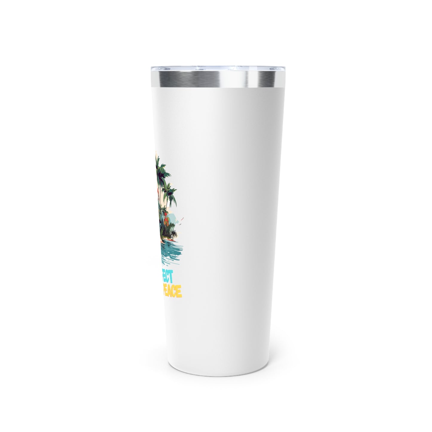Tumbler with Tropical Design | Perfect Peace | Insulated Coffee Cup, Travel Mug, Vacation Gift, Summer Drinkware, Outdoor Adventures