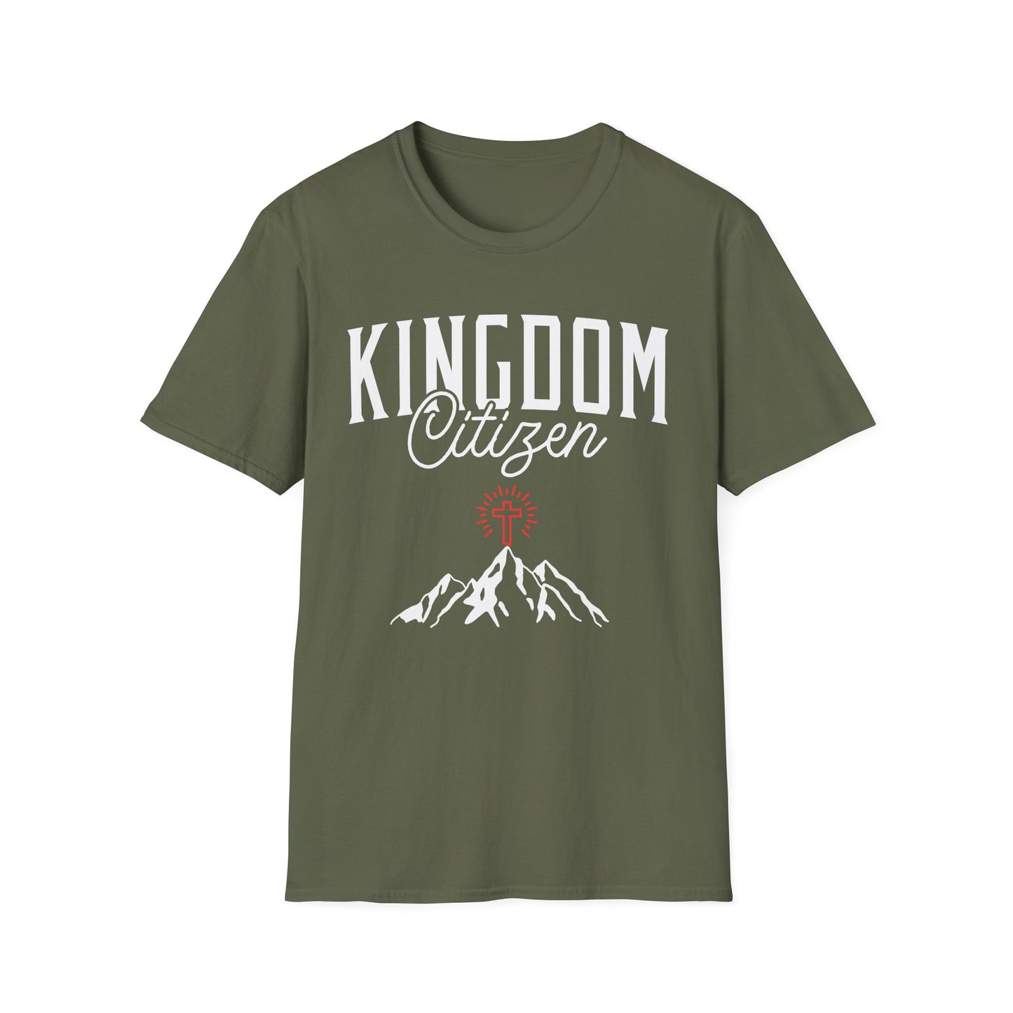Kingdom Citizen Unisex Softstyle T-Shirt - Faith-Inspired Mountain Design